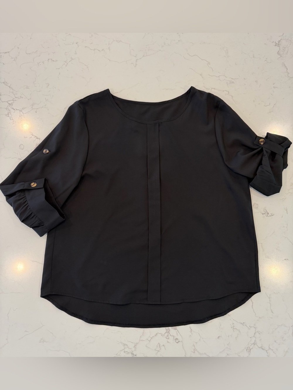 Black Women's Roll-Sleeve Blouse
